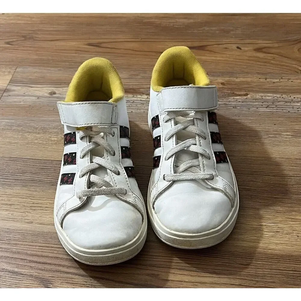 Adidas Grand Court Mickey EL Kid's Size 1.5 Y Shoe White Sneakers